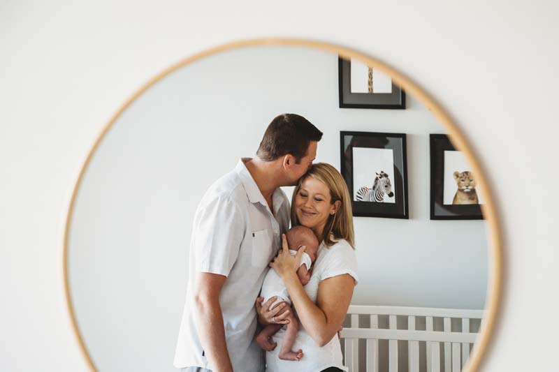 Fort Myers Lifestyle Newborn Photography Family in Mirror